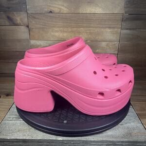 Crocs Womens Size 9 SIREN CLOG High-heeled Platform Neon Pink Slip On Shoes
